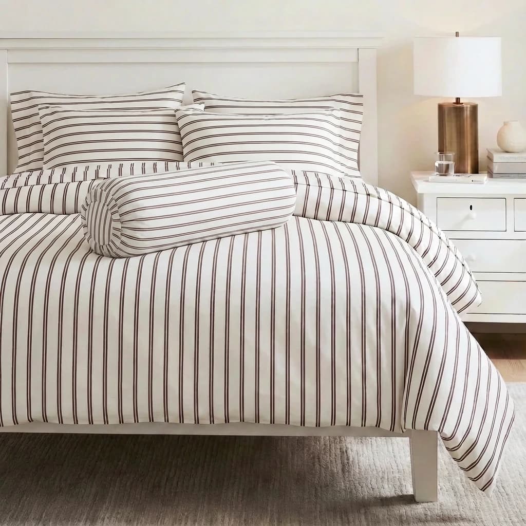 Bộ Chăn Ga Gối 5 Món Lụa Tencel 60s Urban Stripe