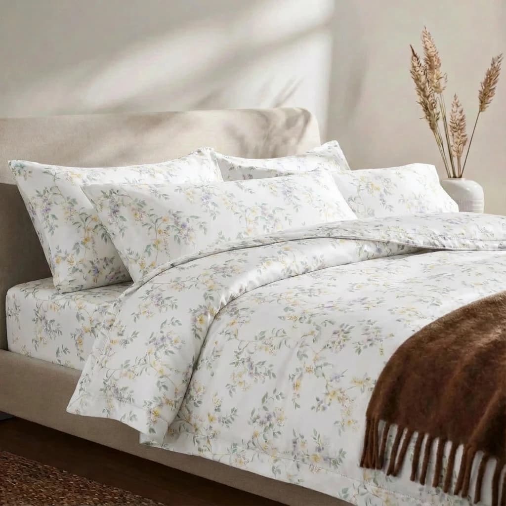 Chăn Chần Gòn Microfiber Lụa Tencel Chùm Hoa