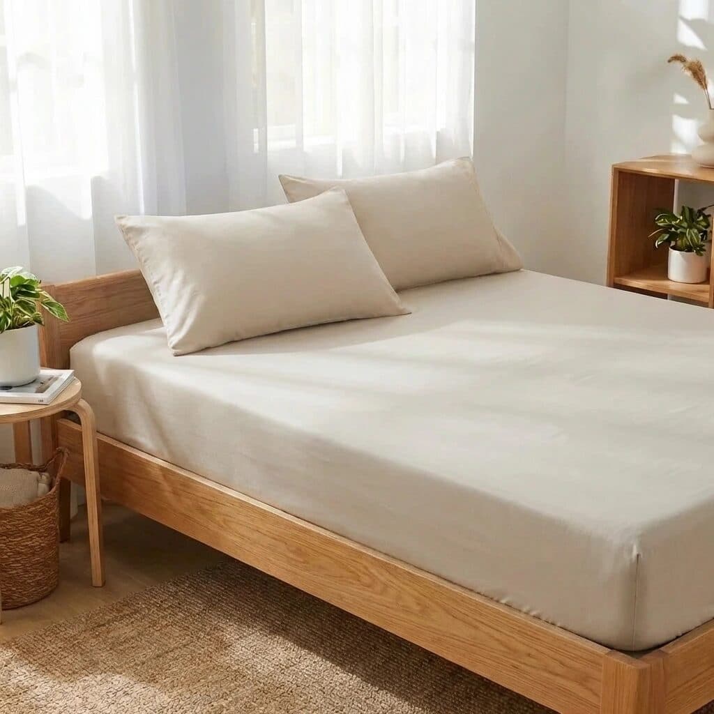 Bộ Ga Gối 3 món Cotton Satin Màu Trơn
