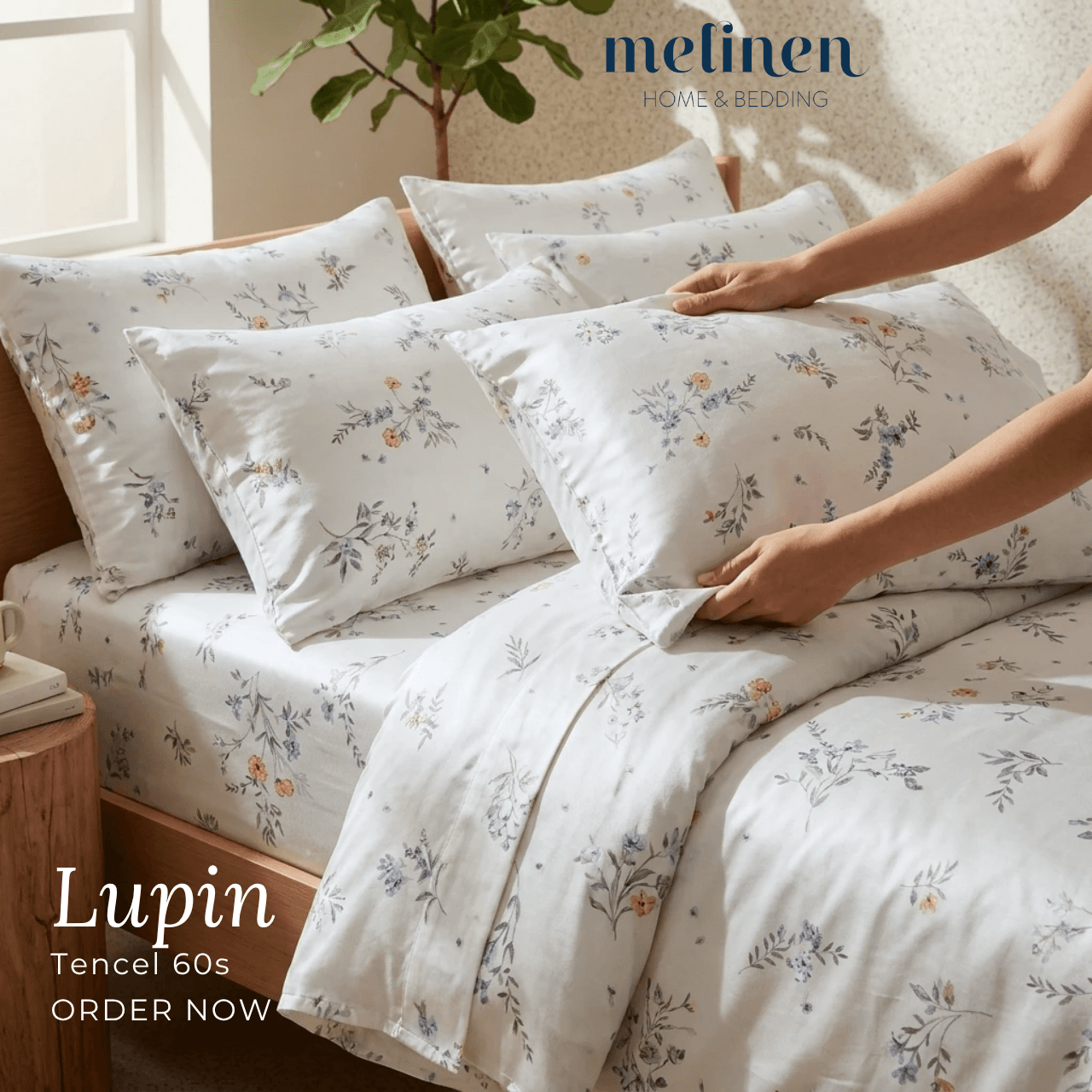 Bộ Chăn Ga Gối 5 Món Lụa Tencel 60s Lupins