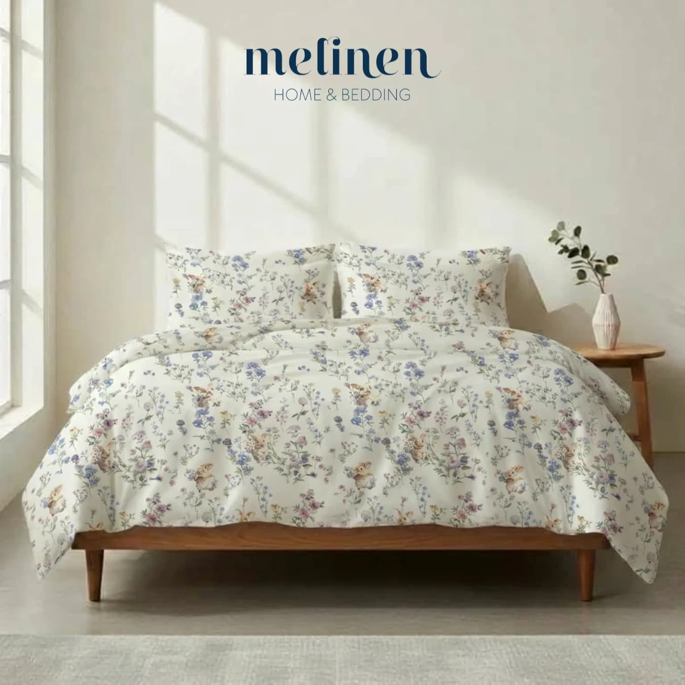 Bộ Chăn Ga Gối 5 Món Lụa Tencel 60s Eden Vườn Địa Đàng