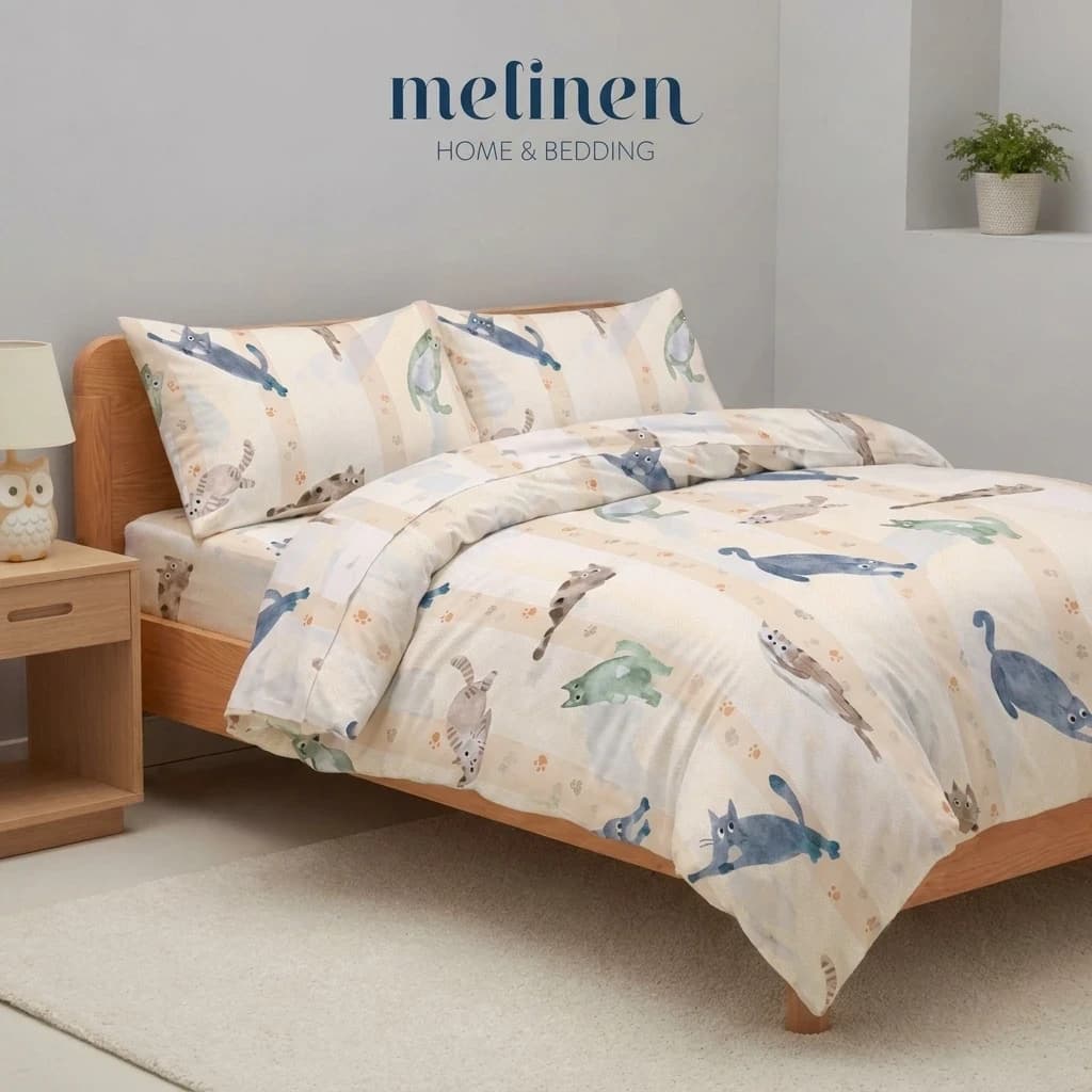 Bộ Chăn Ga Gối 5 Món Lụa Tencel 60s Kitten