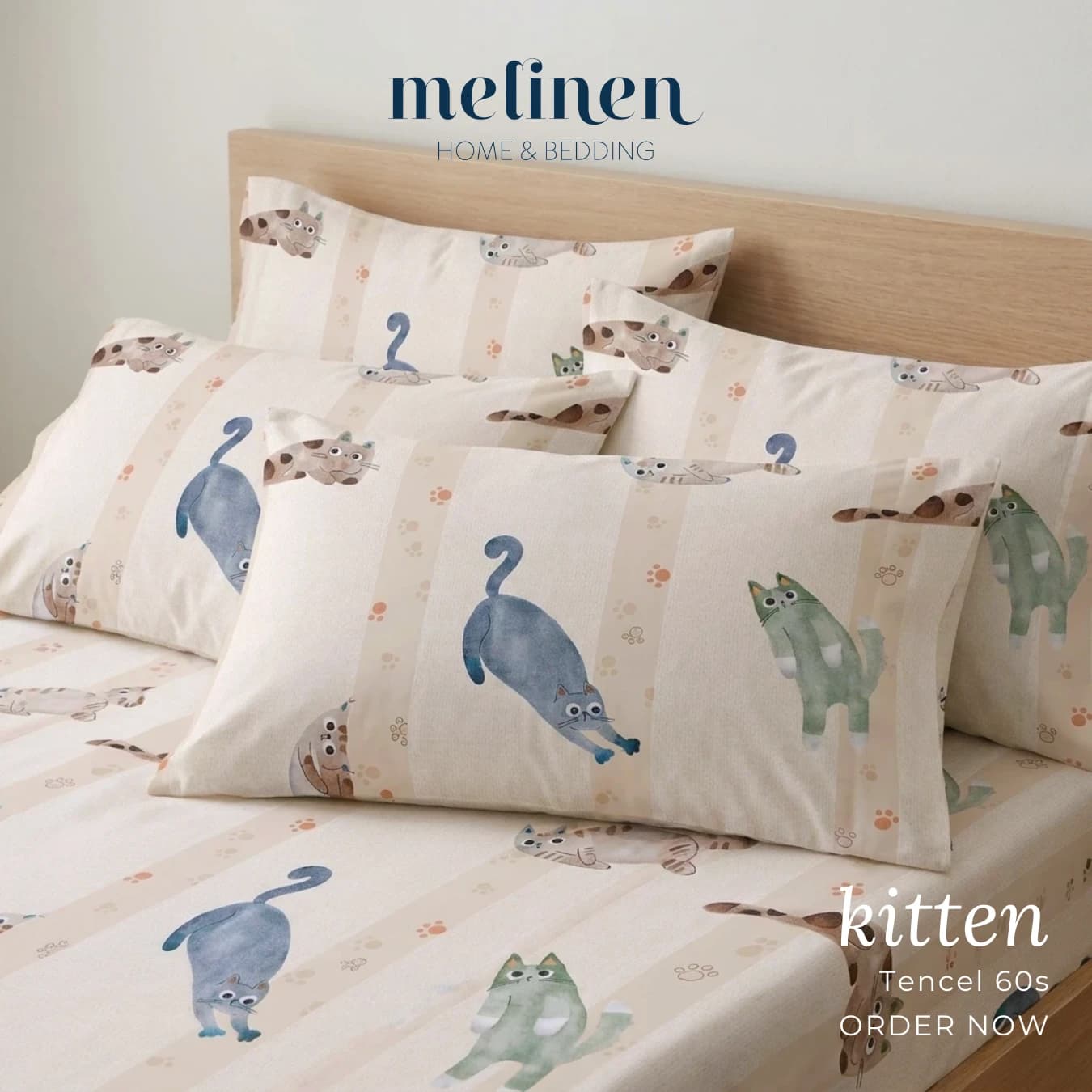 Bộ Ga Gối 4 Món Lụa Tencel 60s Kitten