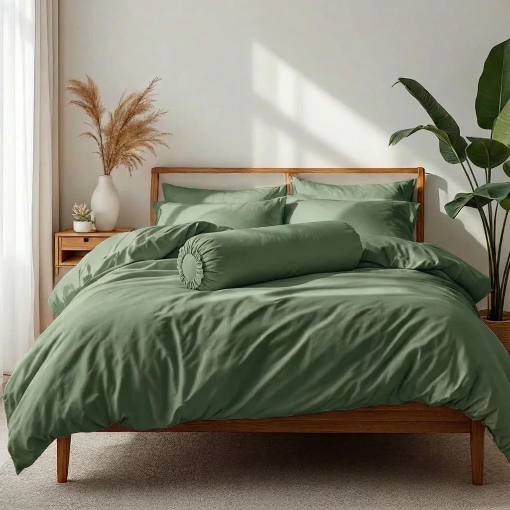 Bộ Ga Gối 4 món Cotton Satin Màu Trơn