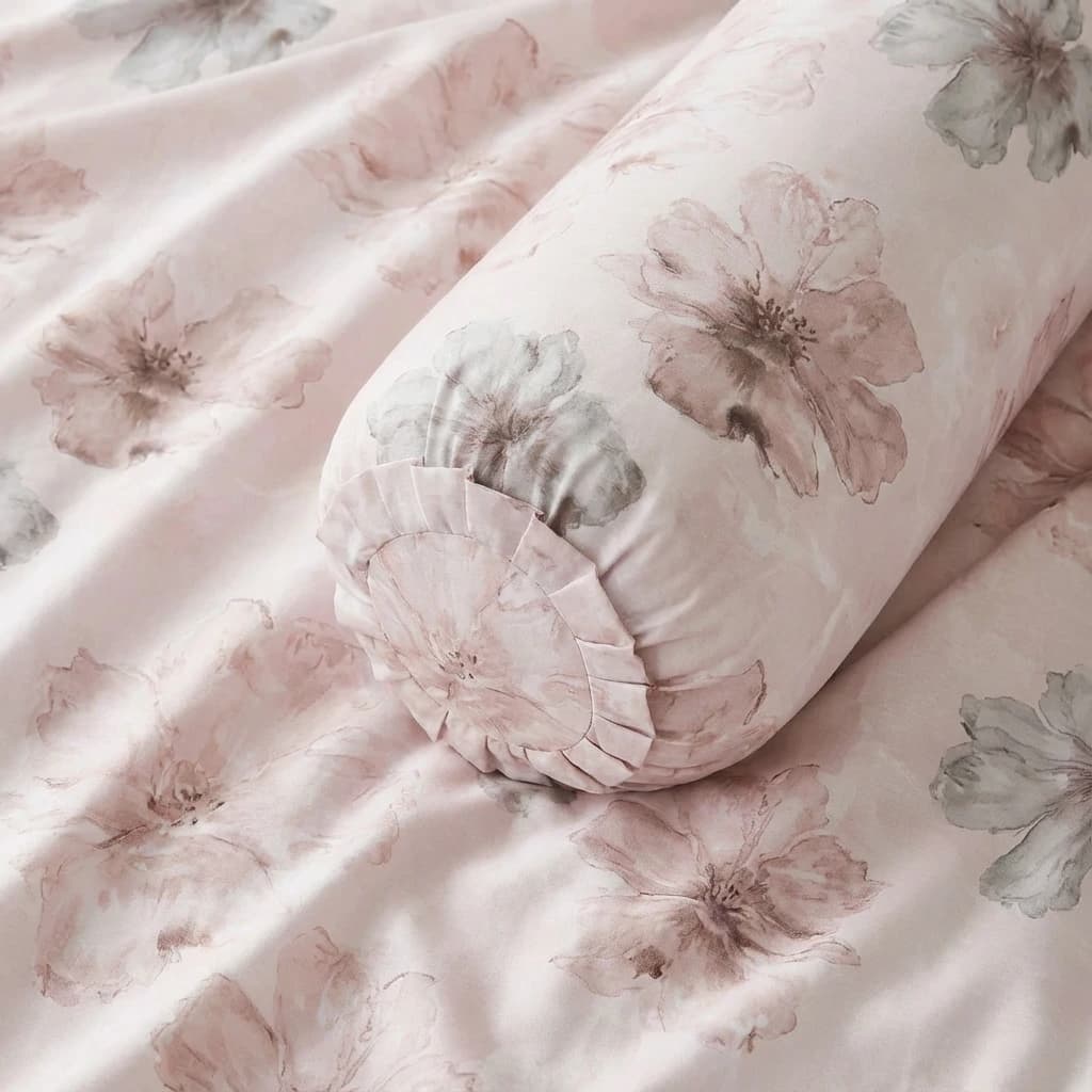 Vỏ Gối Ôm Lụa Tencel 60s Hoa Hồng 70x100 Có Bèo