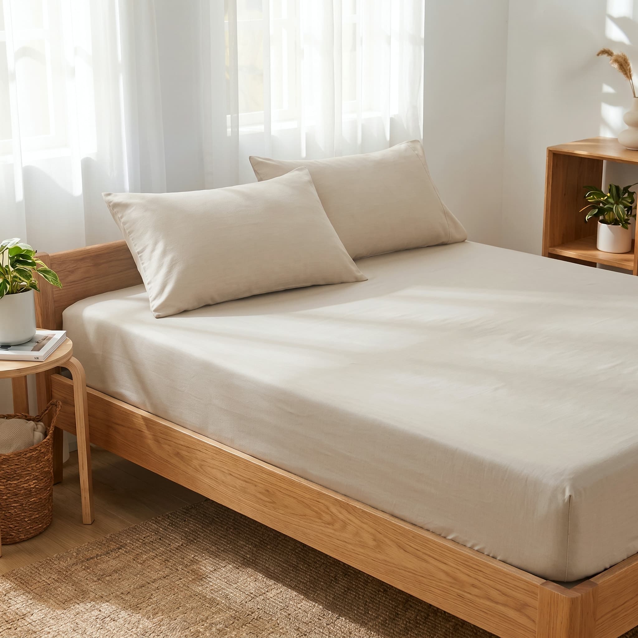 Ga Giường Cotton Satin Màu Trơn