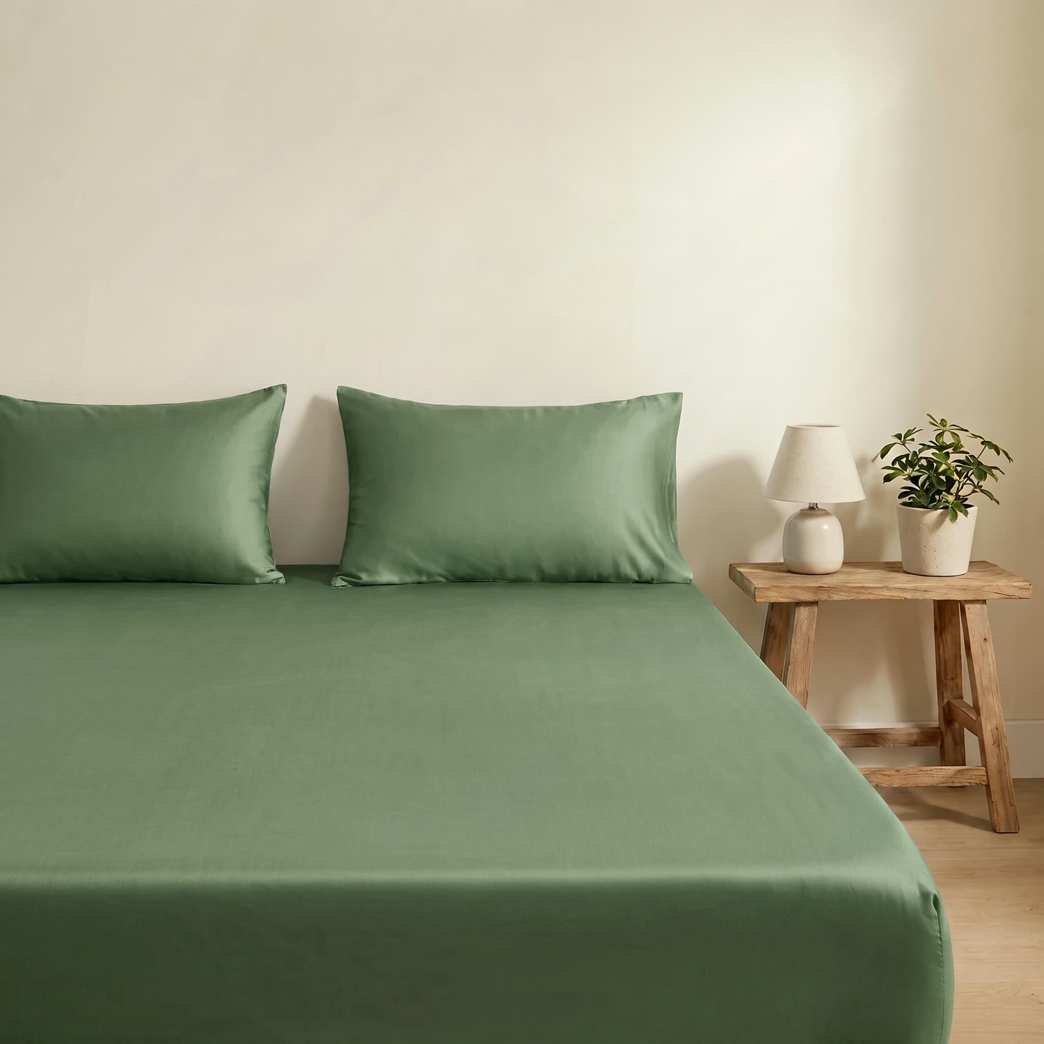 Bộ Ga Gối 3 món Cotton Satin Màu Trơn