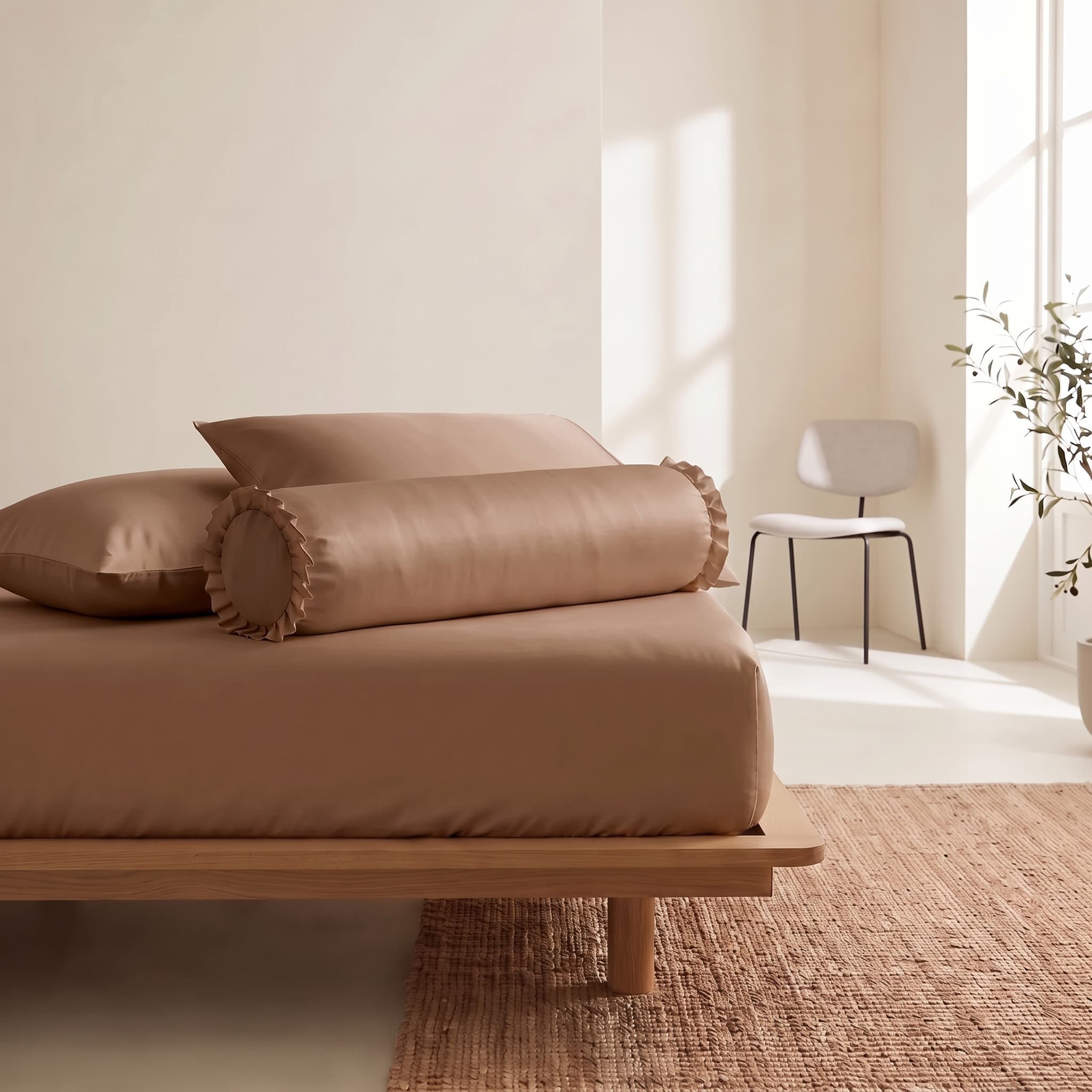 Bộ Ga Gối 4 món Cotton Satin Màu Trơn