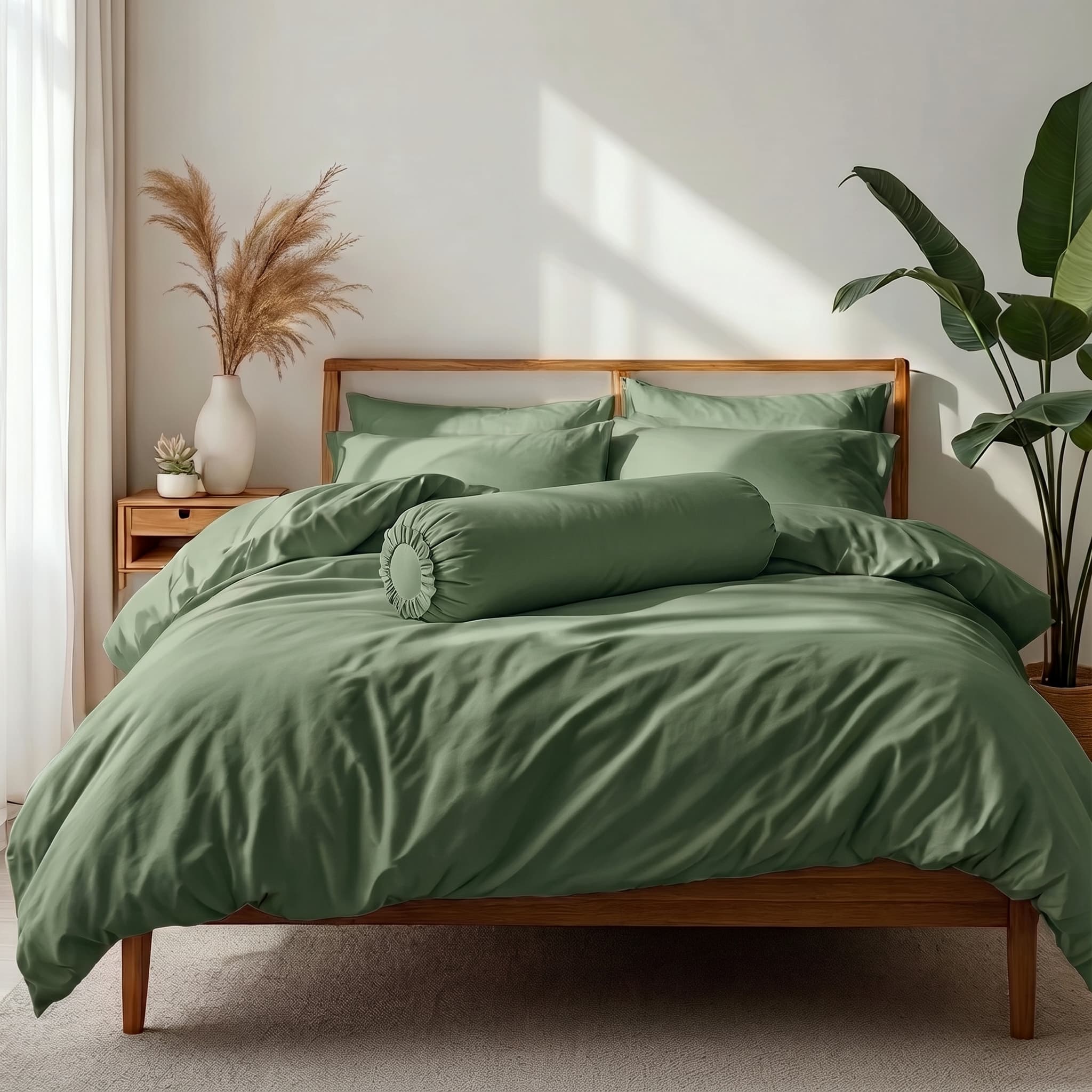 Bộ Ga Gối 4 món Cotton Satin Màu Trơn