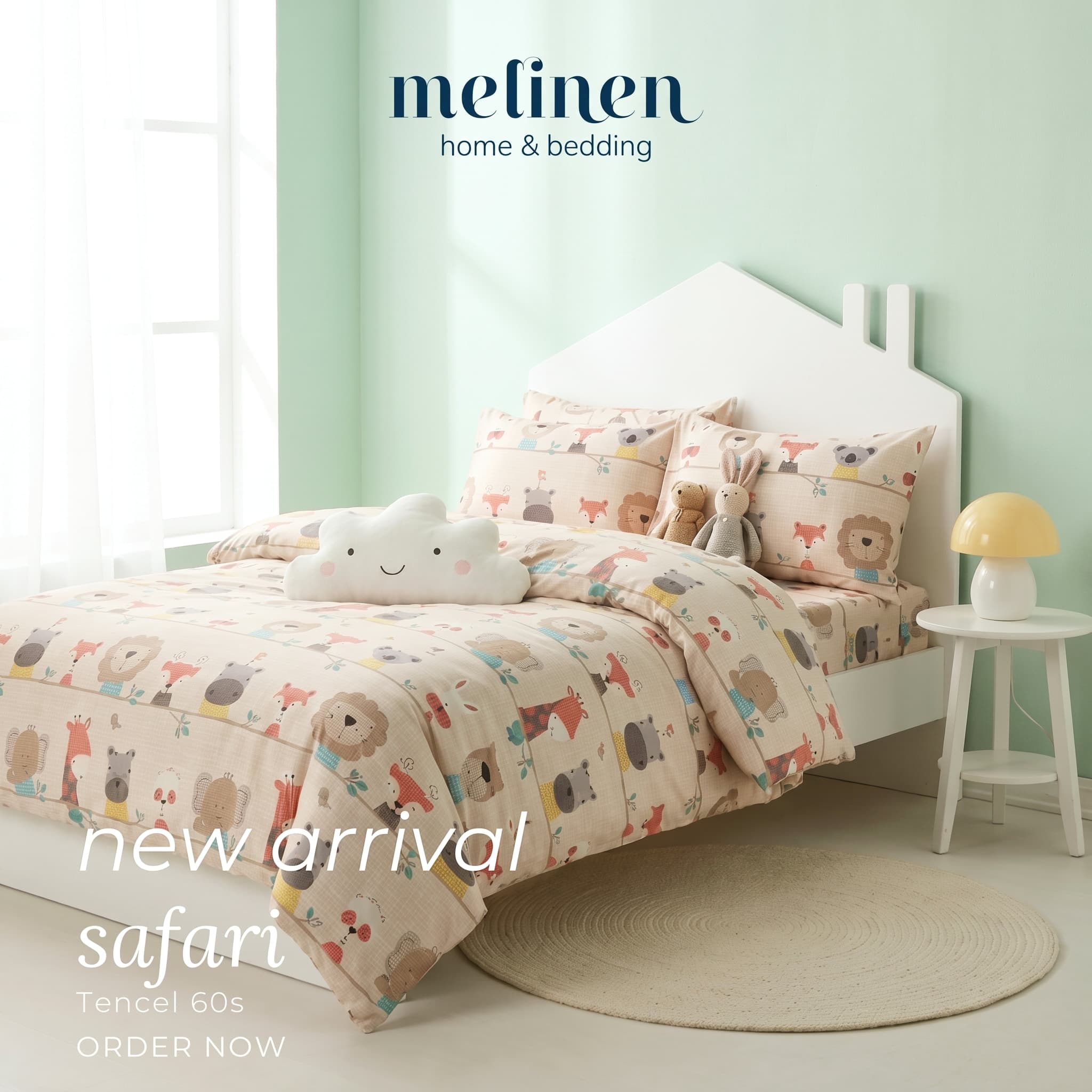 Bộ Chăn Ga Gối 5 Món Lụa Tencel 60s Họa Tiết Safari