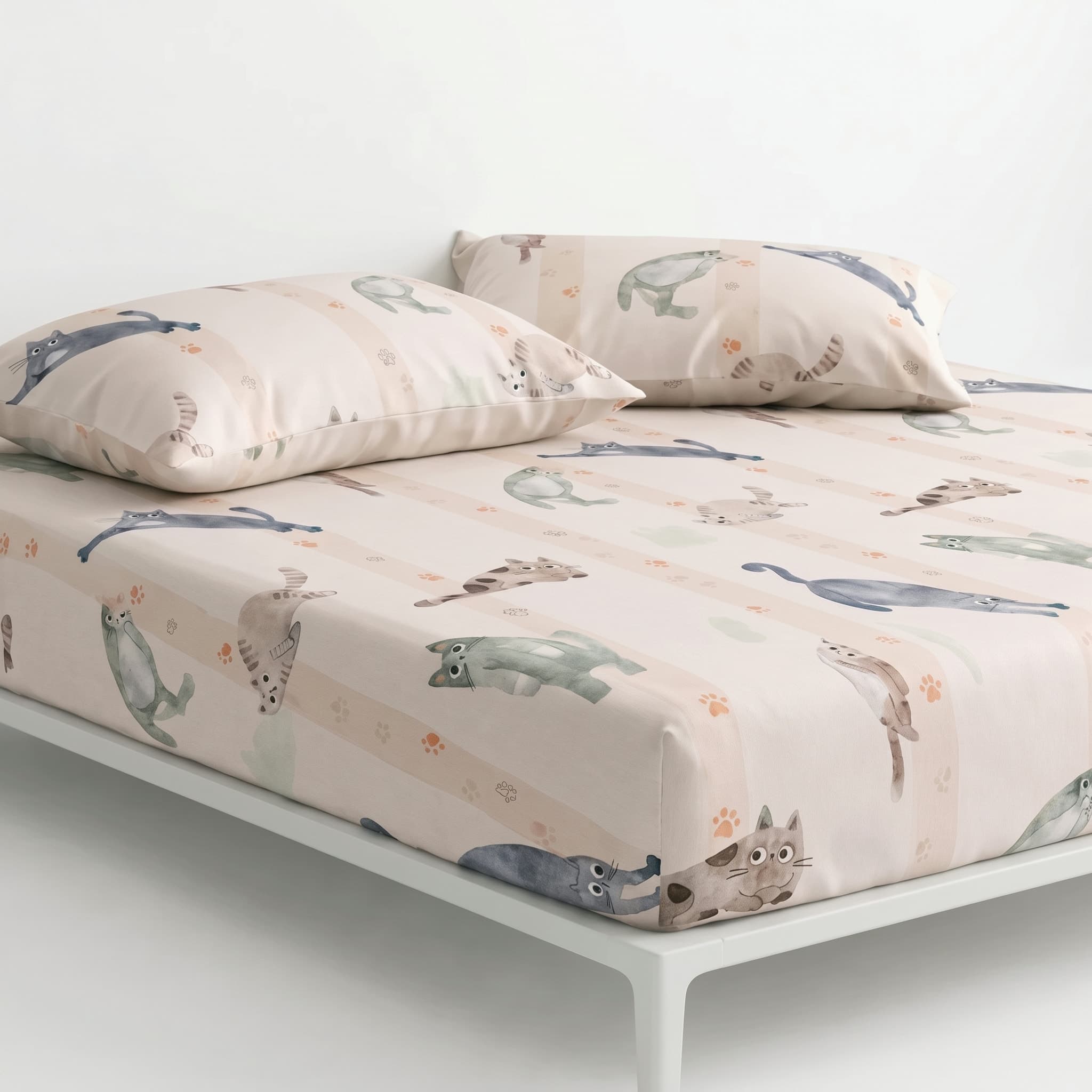 Ga Giường Lụa Tencel 60s Họa Tiết Kitten