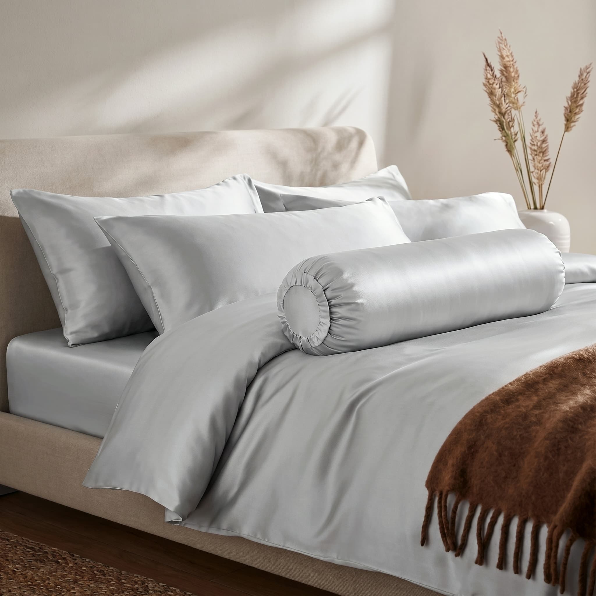 Bộ Chăn Ga Gối 5 món Lụa Tencel 60s Màu Trơn