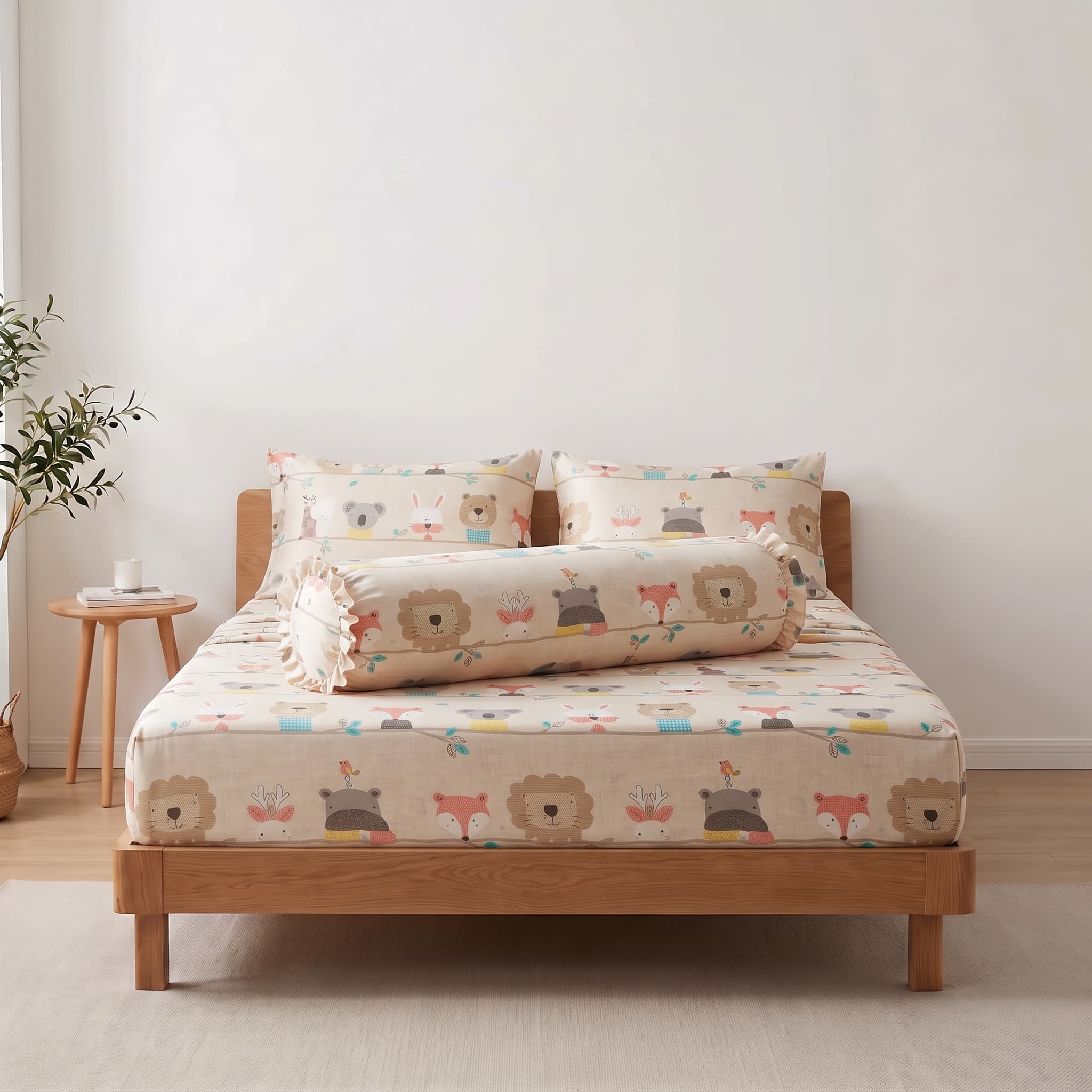 Bộ Ga Gối 4 Món Lụa Tencel 60s Họa Tiết Safari