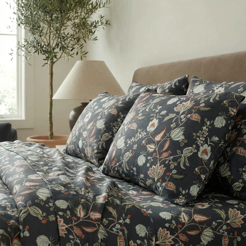 Bộ Chăn Ga Gối 5 Món Lụa Tencel 60s Noir