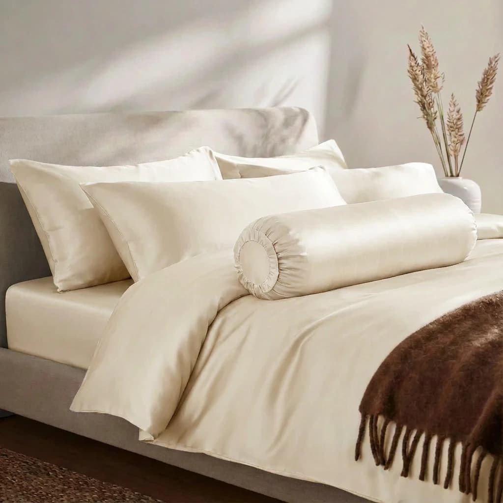 Bộ Chăn Ga Gối 5 món Lụa Tencel 60s Màu Trơn