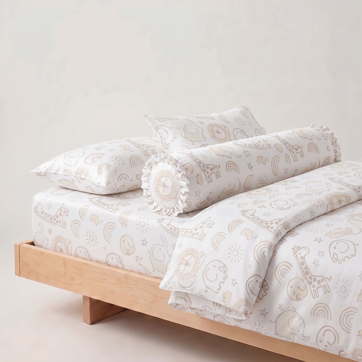 Góc giường với bộ 5 món TENCEL 60s họa tiết Sở Thú